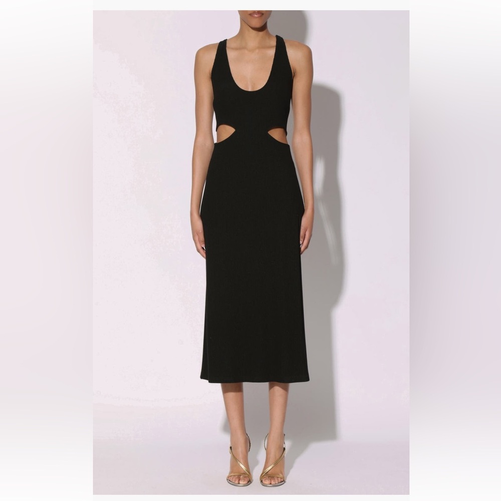 Walter Baker Black Sheath Midi Dress Halter Neckline